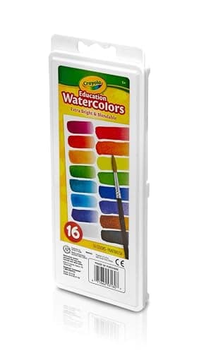 Crayola Watercolor Paint Set (16 Count), School Supplies Essentials, Washable Paint for Kids, 1 Paint Brush, Arts & Crafts, Assorted Colors, Ages 4+ thumbnail 5