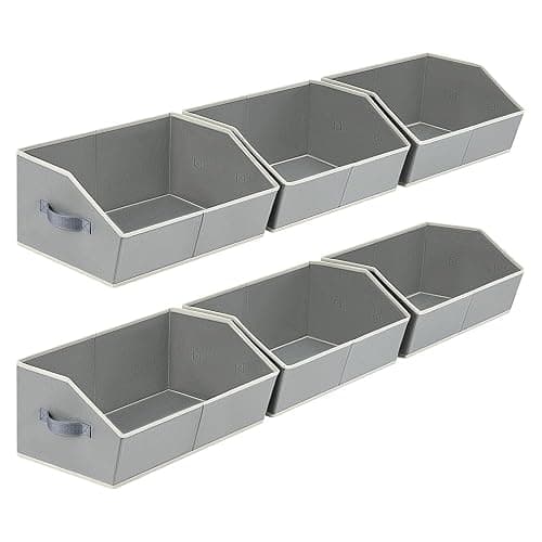 Homsorout Large Storage Bins Baskets - 6 Pack Closet Storage Cubes, Fabric Baskets for Organizing, Cube Organizer Bins with Handles, Foldable Boxes for Clothes, Towels, Grey - Image 1