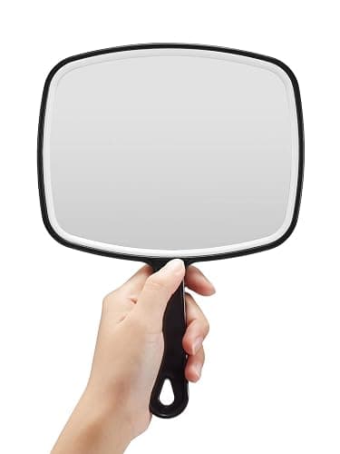 OMIRO Hand Mirror, Black Handheld Mirror with Handle for Makeup, Hairdressing (6.3" W x 9.6" L) - Image 1