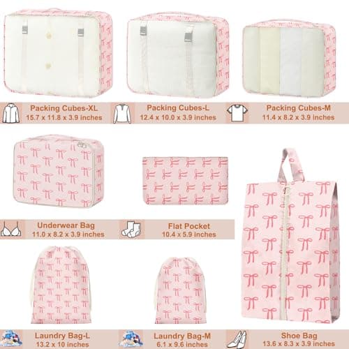 8 Set Packing Cubes for Travel Suitcase Organizer Bags Luggage Packing Cubes Set Travel Essentials Accessories Gifts for Women thumbnail 2