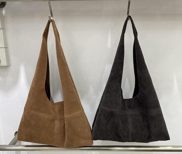 2 Pcs Slouchy Hobo Bags Women Underarm Shoulder Bag Crescent Satchels Crossbody Purse Top-Handle Travel Tote Handbag - Coffee thumbnail 5