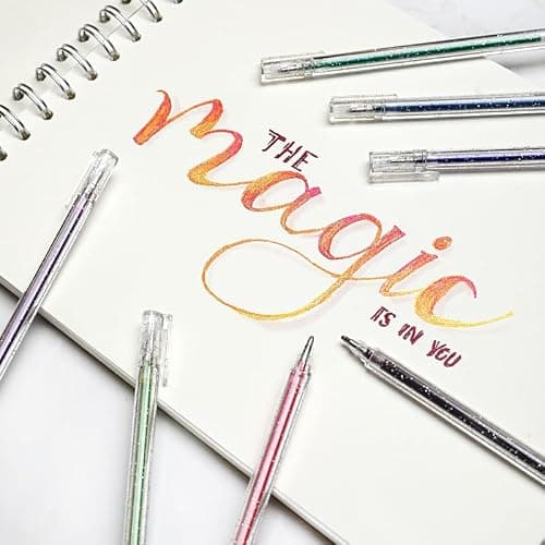 Grabie Capped Glitter Gel Pens 18 Colors, Metallic Vibrant Sparkle Gel Pens for Coloring, Color Pens for Adults,Colored Gel Pens for Adult Coloring Books and Drawing thumbnail 5