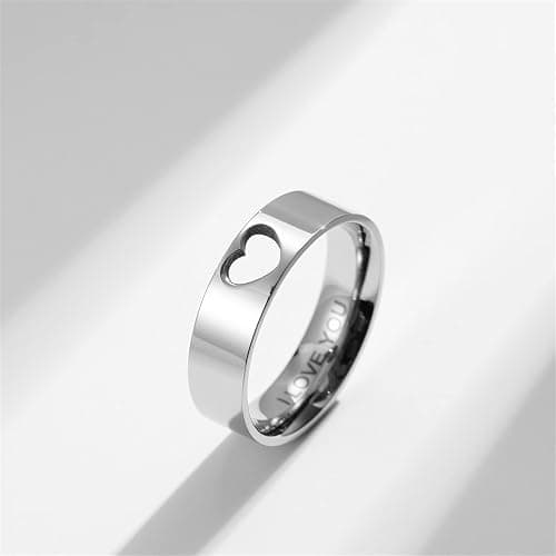 Yifnny Matching Rings for Couples, Couple Heart Rings Set Couple Rings I LOVE YOU Matching Heart Promise Rings for Her and Her Engagement Wedding Ring thumbnail 2