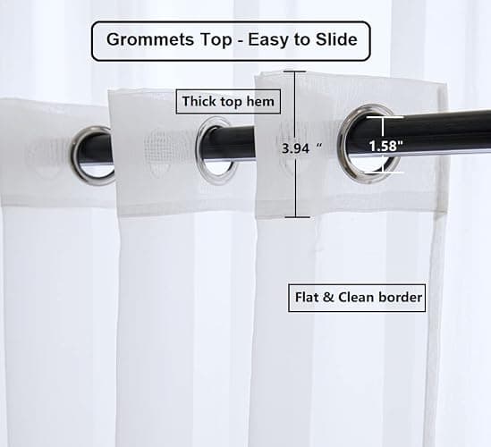 PI Sheer White Curtains 84 Inch Length, Solid Voile with Grommet Top for Living Room/Bedroom (W52 X L84 Inch, 2 Panels)… - Optical White - 52"W x 84"L (Pack of 2) thumbnail 5