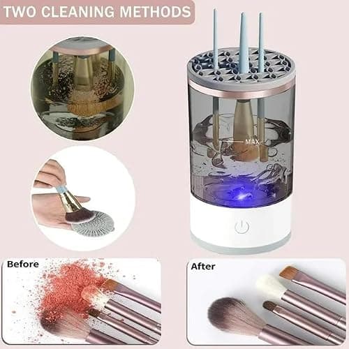 Beauty Swirl Cosmetic Brush Cleaner, Makeup Brush Cleaner, The Cozy Luna Brush Cleaner, Electric Makeup Brush Cleaner Machine for Deep Cleaning All Size Makeup Brus (1PC Transparent) thumbnail 4