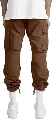 HUNGSON Mens Cargo Pants Drawstring Casual Hiking Pants Joggers Athletic Trousers Cotton Loose Straight Sweatpants for Men thumbnail 6