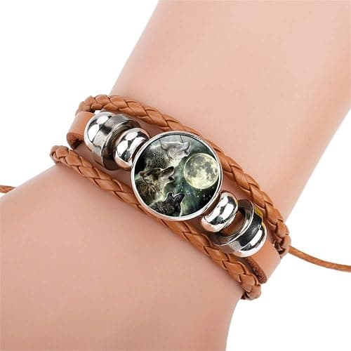 Gooey Adjustable Wolf Braided Leather Bracelet - Cute Bangle Bracelets for Women, The Pretty Gifts for Women thumbnail 6