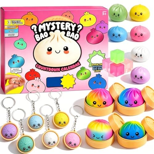 24PCS Squishy Fun Box Mystery Pack, Dumplings Squishies Advent Calendar, Slow Rising Dumpling Stress Balls Mini Dumpling Set Pack Party Favor Gifts for Adult - Image 1