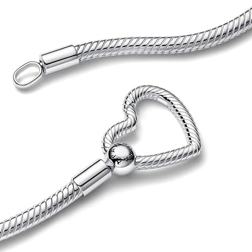 PANDORA Heart Closure Snake Chain Necklace, 17.7" | Sterling Silver Charm Necklace, Compatible with PANDORA Moments, Jewelry for Women with Gift Box thumbnail 2