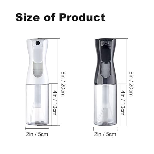 Continuous Hair Spray Bottle 6.8oz (200ml), 2 PCS Empty Fine Mist Spray Bottle for Hair Styling Cleaning Plants Skin Care Pets(Black & White) thumbnail 2