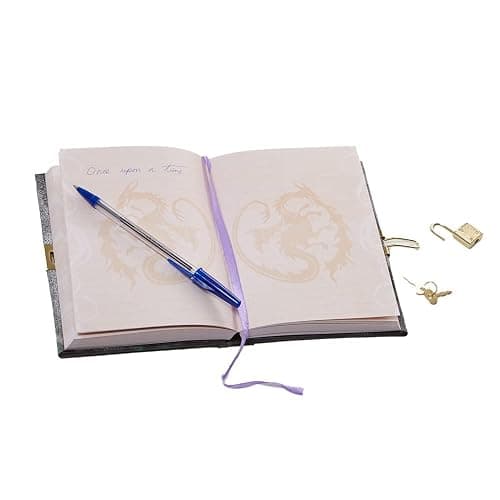 Disney Mal's Diary Descendants 3 Journal Notebook with Secret Lock and Key | 192 Lined Pages, Hardcover 5 x 7 Journal, Descendants Spell Book, Gold Dragon Cover, Lock & Key, Gift Box for Kids Ages 6+ thumbnail 5