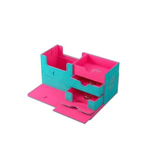 Gamegenic The Academic 133+ XL Premium Deck Box | Double-Sleeved Card Storage | Card Game Protector | Holds Up to 122 Cards Plus Game Accessories | Teal/Pink Color | Made thumbnail 7