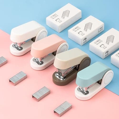 White Color Mini Stapler with 830 Staples,20 Sheet Office Desktop Small Cute Compact Travel Size Stapler for Students & Office (White) thumbnail 3