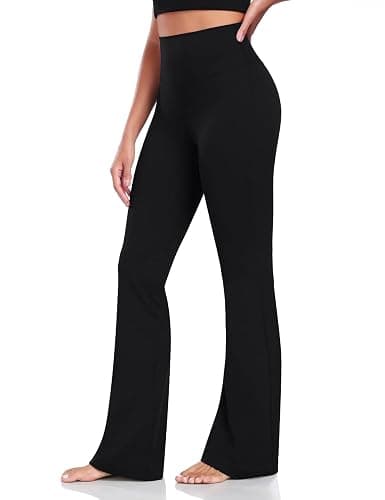HeyNuts Harmony Flare Leggings 29"/30.5"/32.5"/34.5" | High Waisted, Wide Leg, Bootcut, Yoga, Casual, Lounge, Tummy Control, Compression, Buttery Soft, Inner pocket, for Women thumbnail 5