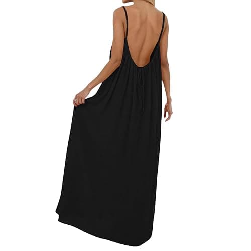 ATALRPOU Women's Solid Color Backless Cami Dresses for Women Open Back House-Dress Sleeveless Beach Vacation Clothes thumbnail 7