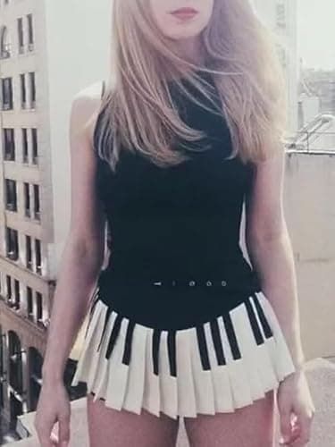 JOLILUNA Harajuku Piano Skirt for Women Y2k Streetwear Piano Mini Skirt Coquette Aesthetic Grunge Outfit Summer 2025 thumbnail 2
