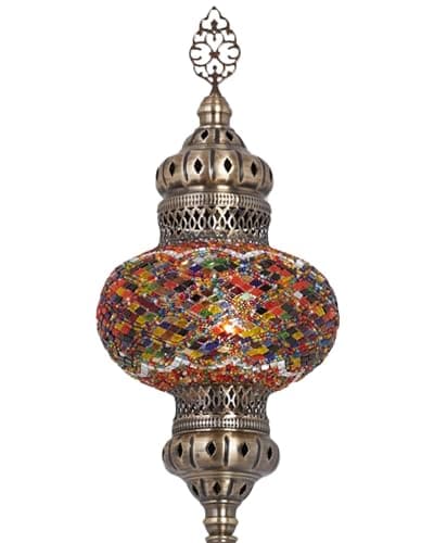 DEMMEX 10" Diameter Largest Mosaic Globe Turkish Floor Lamp, Handmade Moroccan Standing Lamp, Antique Brass Finish, 5.5 ft Tall (Multicolored) thumbnail 3