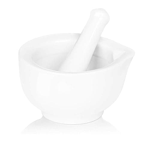 LEETOYI Small Ceramic Mortar Pestle Set, Herb Grinder Pill Crusher 3.3-inch | Ceramic Mortar Pestle Set, Herb Grinder Pill Crusher - Image 1