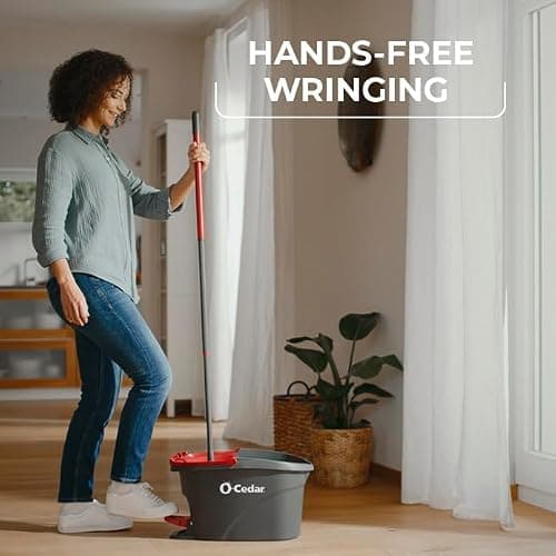 O-Cedar EasyWring Microfiber Spin Mop, Bucket Floor Cleaning System, Red, Gray, Standard - EasyWring - Cleaning System thumbnail 4