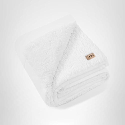 UGG Nita Throw Blanket Soft Reversible Plush Throw for Couch or Bed Washable Warm Fluffy Blanket for College Dorm Essentials and Bedding with Down Alternative Fill, 50-inch x 70-inch, White Snow thumbnail 9