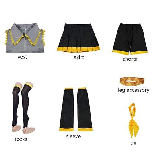 QHWIHRF Women Akita Neru Costume,Akita Neru Uniform Yellow Dress Party Full Set thumbnail 6
