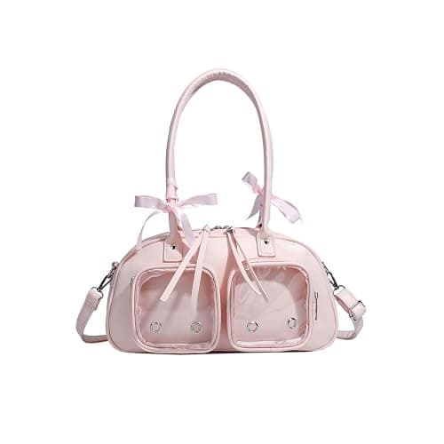 KeAiDMon Japanese Lolita Cute Girl Handbag JK Uniform Shoulder Bag PU Anime Ribbon Bowknot Transparent Doll Bag - Image 1