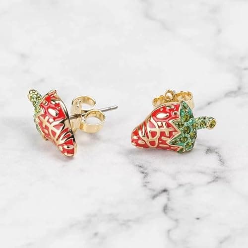 Colorful Strawberry Earrings of Saturn for Women - Colorful Strawberry Crystal Quartz Saturn Earrings Ear Studs thumbnail 2