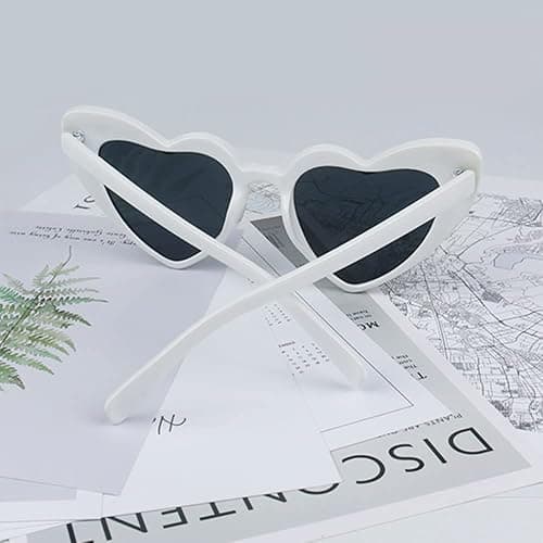 YooThink Love Heart Shaped Sunglasses for Women,Vintage Cat Eye Mod Style Retro Glasses thumbnail 5