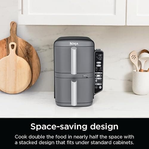 Ninja DoubleStack XL Smart Air Fryer, 10 Qt/9.5L, 6-in-1, Grey, SL451C | Air fry, broil, roast, bake, reheat, dehydrate, Smart Cook thermometer, Cooks 4 foods at once thumbnail 5
