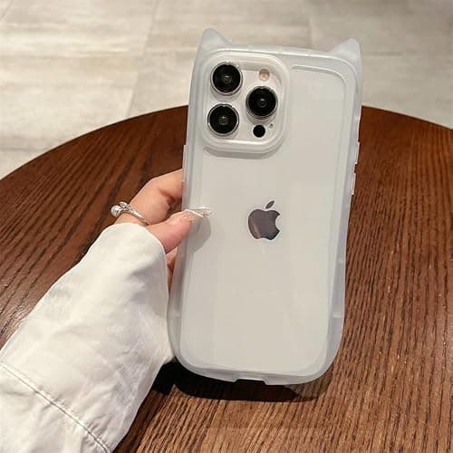 Sunswim Compatible with iPhone 14 Pro Max Case Cute Kawaii 3D Cat Ears Girls Women Clear Flexible Soft TPU Transparent Shockproof Protective Phone Case Cover for iPhone 14 Pro Max-Clear thumbnail 2