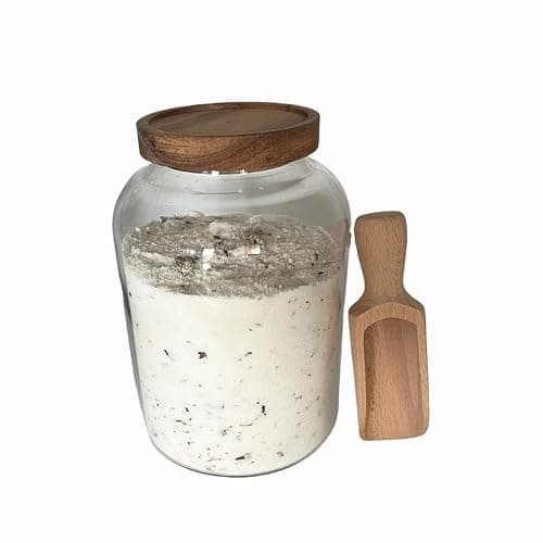 BEECO GIF2U 66 oz Bath Salts Glass Jar with Wooden Lid and Scoop,Bathroom Decor Container,Airtight Storage Bathtub Accessories for Women - Image 1