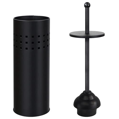 Blue Donuts Toilet Plunger with Holder for Bathroom, Multi Drain Suitable Also for Bathtubs, Quick Dry, Black - Image 1
