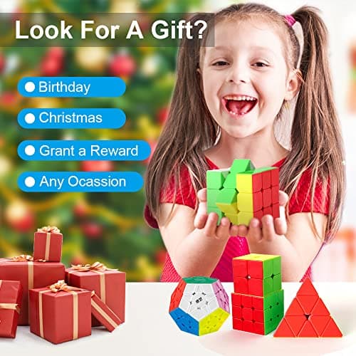 Speed Cube Set, 2x2 3x3 4x4 5x5 Skew Megaminx Pyramid Cube Collection for Kids, Teens & Adults, 7 Pack thumbnail 7