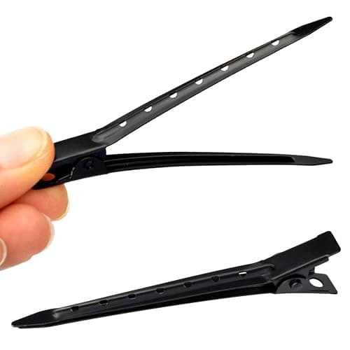 24 Packs Duck Bill Clips, Bantoye 2.75 Inches Rustproof Metal Alligator Curl Clips with Holes for Hair Styling, Hair Coloring, Black thumbnail 3