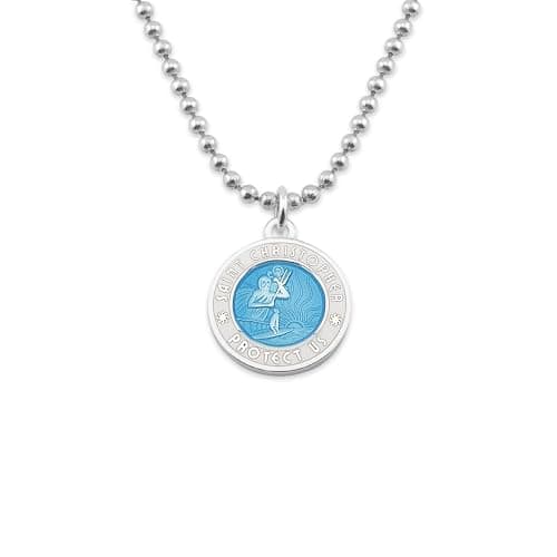Get Back Necklaces St. Christopher Surf Necklace | Medium, 3/4” Silver Plated Medallion, 24” Aluminum Ball Chain - Image 1