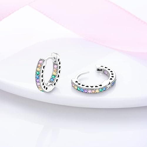 NARMO 925 Sterling Silver Earrings for Women Colored Huggie Hoop Earrings thumbnail 2