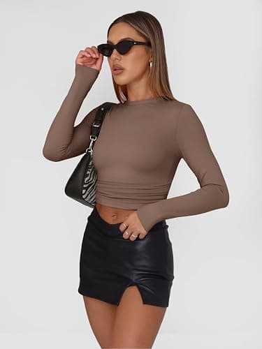 AUTOMET 3 Pack Womens Long Sleeve Basic Shirts Underscrub Compression Tops | Y2K street look,high stretch,buttery-soft,gym to club staple,pairs with cargo or jeans,daily chic staple thumbnail 3
