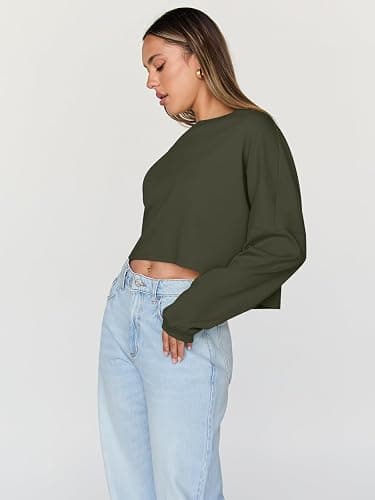 Trendy Queen Cropped Sweatshirts for Women Oversized Crewneck Sweaters Long Sleeve Tops Fall Winter Clothes 2025 thumbnail 3