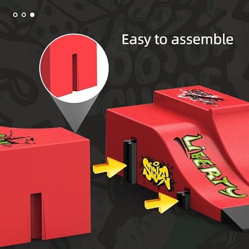 Fingerboard Skate Park Kit,Skateboard Finger Toys with 13 Pieces of Skateboards, Ramps, Skates, Scooters, Bikes and Caster Boards, funny Mini Finger Board Skate Training parts (RED) thumbnail 5