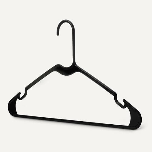 Amazon Basics Space Saving Plastic Clothes Hangers, Sturdy Closet Organizer for Shirts and Jackets, Adult Size, Black, 50-Pack thumbnail 5