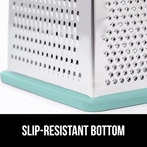 GORILLA GRIP 4-Sided 100% BPA-Free Cheese Grater With Container, Stainless Steel XL Box Graters, Parmesan Shredder, Grate Cheeses, Shred Veggies, Slip Resistant Handle, Dishwasher Safe Zester, Mint thumbnail 6