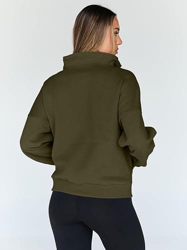 Trendy Queen Womens Sweatshirts Quarter Half Zip Pullover Oversized Hoodies Fall Fashion 2025 Winter Fleece Jackets Sweaters thumbnail 4