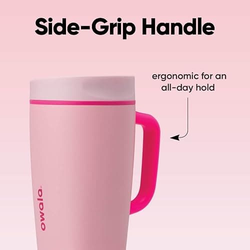 Owala SmoothSip Slider Stainless Steel Insulated Travel Mug with handle, 100% Leak Proof, For Hot and Cold Drinks, Travel Friendly with Sliding Lock Lid, 12oz, BPA Free, Leak Proof, Pucker Up thumbnail 7