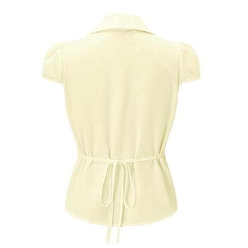 Seyumixi Y2k Button Up Shirt Women Short Sleeve V Neck Cropped Blouse Slim Fitted Collared Top Cute Preppy Coquette Tops thumbnail 4