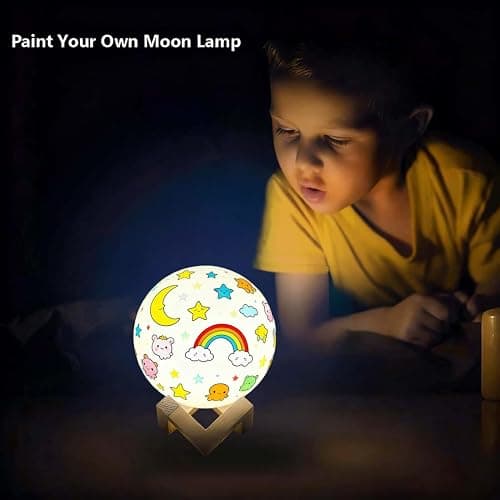 HOLA Paint Your Own Moon Lamp Kit, 2025 Updated USB Rechargeable, DIY Arts Supplies and Crafts Kit, Gifts for Kids Girls Boys Teens, Ages 6 7 8 9 10 11 12 13 14 15 16 Year Old Birthday thumbnail 7