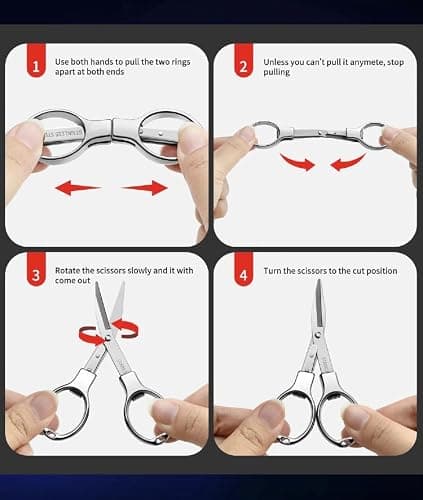 ATIVERE Folding Scissors 2 PCS Foldable Secure TSA Keychain Scissors All Purpose, Stainless Steel Retractable Badge Reel Scissors for Office, Travel, Fishing thumbnail 4