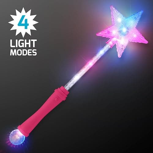 FlashingBlinkyLights Pink Super Star Princess LED Light Up Magic Wand for Kids thumbnail 3