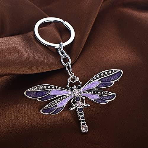 RUITASA Dragonfly Keychain Dragonfly Pendants Keyring Chain Sparkling Key Ring Charm Purse Pendant Decoration Holiday Gift thumbnail 3