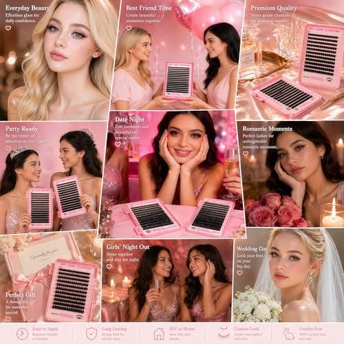 Lash Clusters 80D 100D Eyelash Clusters Volume Thick 10-18mm D Curl Soft Individual DIY Lash Extensions Fluffy Wispy Lightweight Reusable Natural Look at Home for Beginners(518 Pcs) thumbnail 6