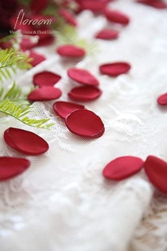 Floroom 300pcs Rose Petals Dark Red Faux Silk Flower Petals for Wedding Flower Girl Basket Aisle Scatter Dinner Table Centerpieces Party Confetti Bridal Shower Romantic Night Decoration thumbnail 4
